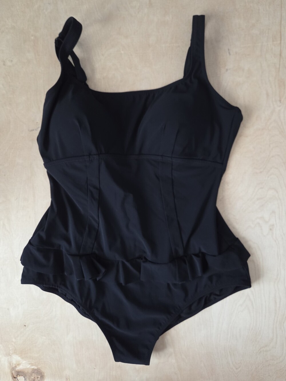 Profile by Gottex Black Ruffle Peplum One Piece Swimsuit